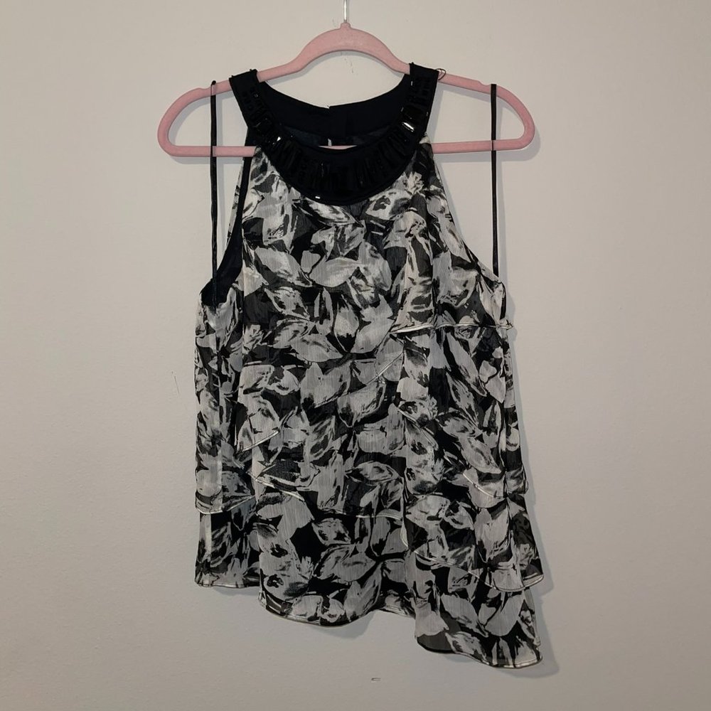 Alfani ruffle top, embellished neck top